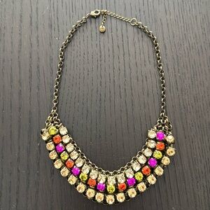 LOFT bronze round crystal rows statement necklace. Adjustable 17 1/2- 20 1/2”.